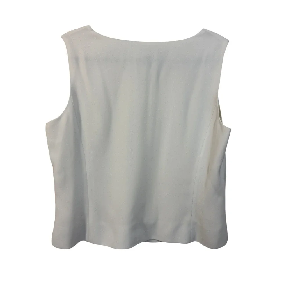Kasper Sleeveless Blouse Women 14 White V-Neck Side Zip Lined Shell Top - Picture 2 of 6